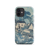 Blue Landscape with Houses - Vincent Van Gogh Phone Case Mobile Cases Blue Cream-colored Phone Case Stylized Landscape Design Reminiscent