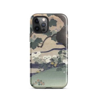 Tree and Chrysanthemums - Kogyo Tsukioka Phone Case Mobile Cases Sleek Phone Case Traditional Japanese Ukiyo-e Style Illustration Kogyo