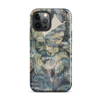 Trees in Bird Garden Iver Heath - Paul Nash Phone Case Mobile Cases Phone Case Detailed Painterly Landscape Design Muted Blues Nash’s Bird,