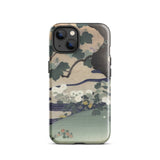 Tree and Chrysanthemums - Kogyo Tsukioka Phone Case Mobile Cases Phone Case Traditional Japanese Ukiyo-e Style Illustration Dark Kogyo