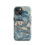 Blue Landscape with Houses - Vincent Van Gogh Phone Case Mobile Cases Blue White Illustrated Phone Case Stylized Village Scene Gogh’s Reed,