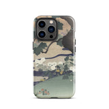Tree and Chrysanthemums - Kogyo Tsukioka Phone Case Mobile Cases Sleek Phone Case Traditional Japanese Ukiyo-e Style Illustration Kogyo