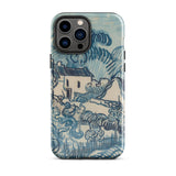 Blue Landscape with Houses - Vincent Van Gogh Phone Case Mobile Cases Blue White Illustrated Phone Case Stylized Village Scene Gogh’s Reed,