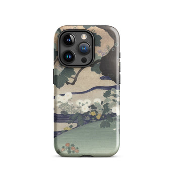 Tree and Chrysanthemums - Kogyo Tsukioka Phone Case Mobile Cases Sleek Protective Phone Case Traditional Japanese Ukiyo-e Style Kogyo