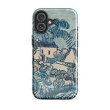 Blue Landscape with Houses - Vincent Van Gogh Phone Case Mobile Cases Blue Cream-colored Phone Case Stylized Landscape Design Reminiscent