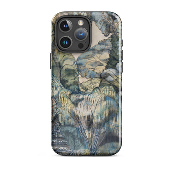 Trees in Bird Garden Iver Heath - Paul Nash Phone Case Mobile Cases Phone Case Detailed Painterly Landscape Design Muted Blues Nash’s Bird,