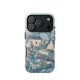 Blue Landscape with Houses - Vincent Van Gogh Phone Case Mobile Cases Blue White Illustrated Phone Case Stylized Village Scene Gogh’s Reed,