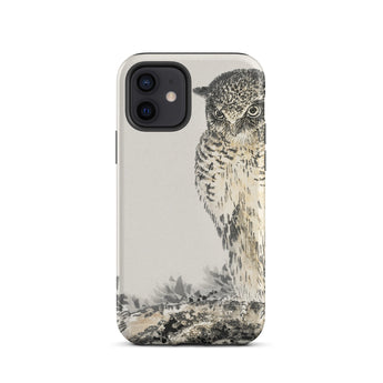 Owl and Fir Tree - Numata Kashu Kachō-e Phone Case Iphone 12 / Matte Owl-themed Phone Case Numata Kashu, Nocturnal Sentinel, Time’s Edge