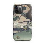 Tree and Chrysanthemums - Kogyo Tsukioka Phone Case Mobile Cases Phone Case Traditional Japanese Woodblock Print Design Dark Kogyo Tsukioka