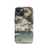 Tree and Chrysanthemums - Kogyo Tsukioka Phone Case Mobile Cases Phone Case Traditional Japanese Ukiyo-e Style Illustration Dark Kogyo