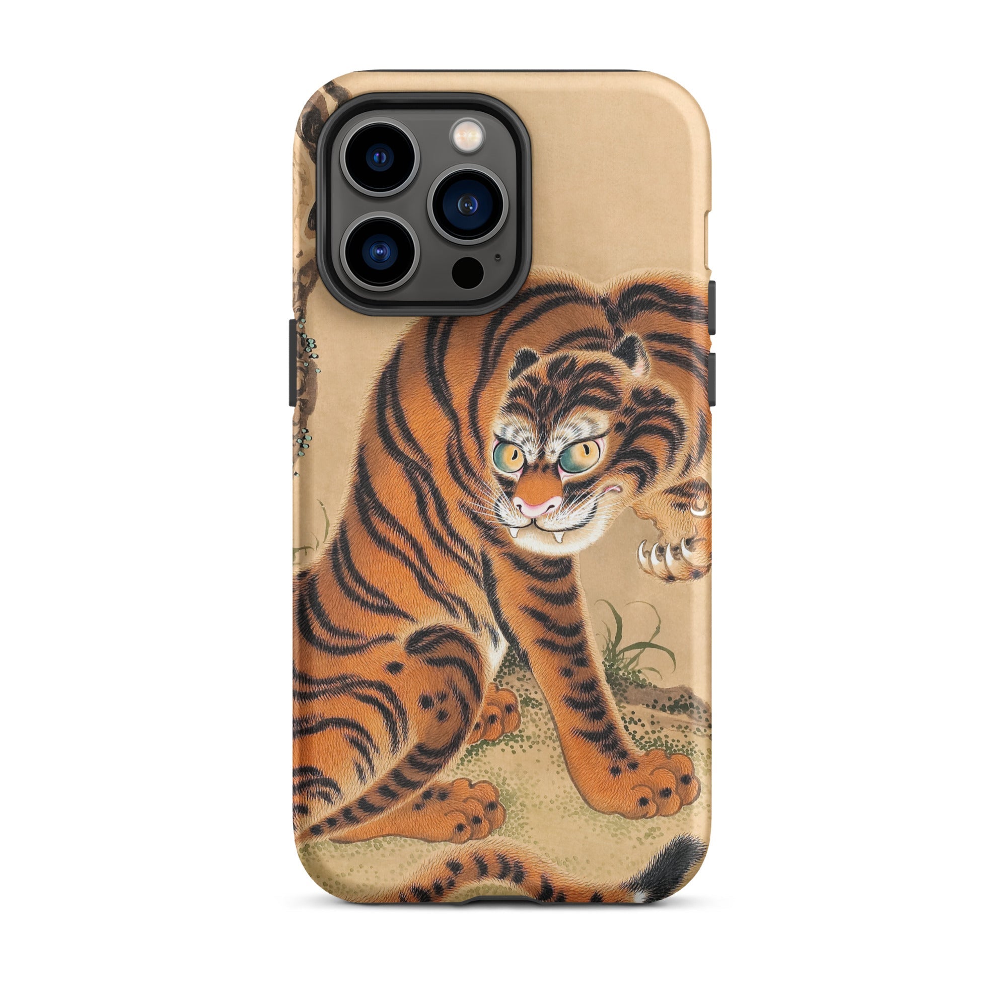 Tiger Cleaning its Paw - Matsui Keichu Iphone Case, 14 Pro Max / Matte, Tiger-themed Phone Case