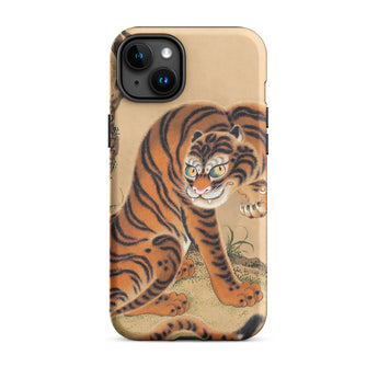 Tiger Cleaning its Paw - Matsui Keichu Phone Case Iphone 15 Plus / Matte Tiger-themed Phone Case Matsui Keichu Iphone Case, Paw Edo-period