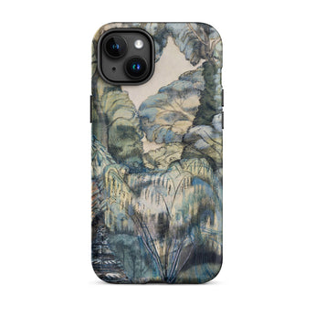 Trees in Bird Garden Iver Heath - Paul Nash Phone Case Mobile Cases Phone Case Detailed Painterly Landscape Design Muted Blues Nash’s Bird,