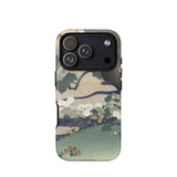Tree and Chrysanthemums - Kogyo Tsukioka Phone Case Mobile Cases Phone Case Traditional Japanese Ukiyo-e Style Illustration White Kogyo