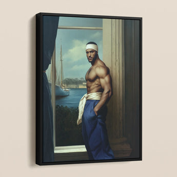 The Trade - Black Gay Sea Captain Art Framed Canvas, Framed Portrait Muscular Man