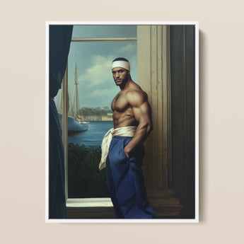 The Trade - Black Gay Sea Captain Art Print / Canvas, 12x16’’ / 31x41cm / White Frame, Posters Prints & Visual Artwork, Toby Leon