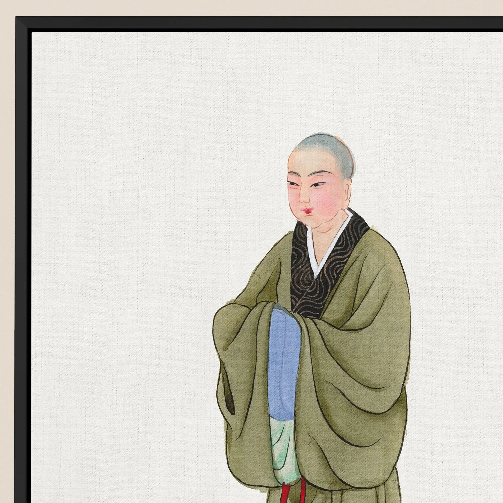 Buddhist Monk - Qing Dynasty Framed Canvas Posters Prints & Visual Artwork