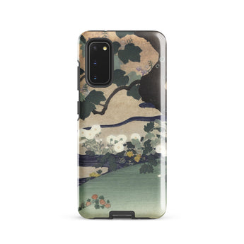 Tree and Chrysanthemums - Kogyo Tsukioka Phone Case Mobile Cases Phone Case Traditional Japanese Ukiyo-e Style Illustration Dark Kogyo