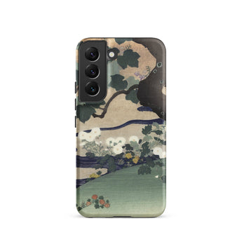 Tree and Chrysanthemums - Kogyo Tsukioka Phone Case Mobile Cases Phone Case Traditional Japanese Ukiyo-e Style Illustration Green Kogyo