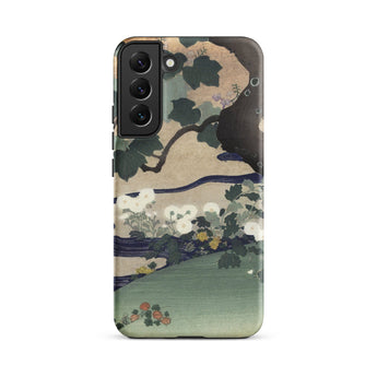 Tree and Chrysanthemums - Kogyo Tsukioka Phone Case Mobile Cases Phone Case Traditional Japanese Ukiyo-e Style Illustration Dark Kogyo