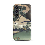 Tree and Chrysanthemums - Kogyo Tsukioka Phone Case Mobile Cases Phone Case Traditional Japanese Woodblock Print Design Dark Kogyo Tsukioka