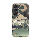 Tree and Chrysanthemums - Kogyo Tsukioka Phone Case Mobile Cases Phone Case Traditional Japanese Woodblock Print Design Dark Kogyo Tsukioka