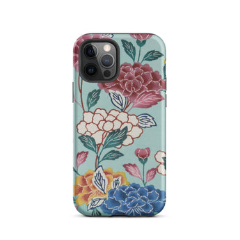 Tree Peonies Bingata Panel Iphone Case, 12 Pro / Matte, Floral Pattern Smartphone Case
