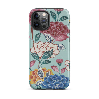 Tree Peonies Bingata Panel Iphone Case, 12 Pro Max / Matte, Smartphone Floral-patterned Case
