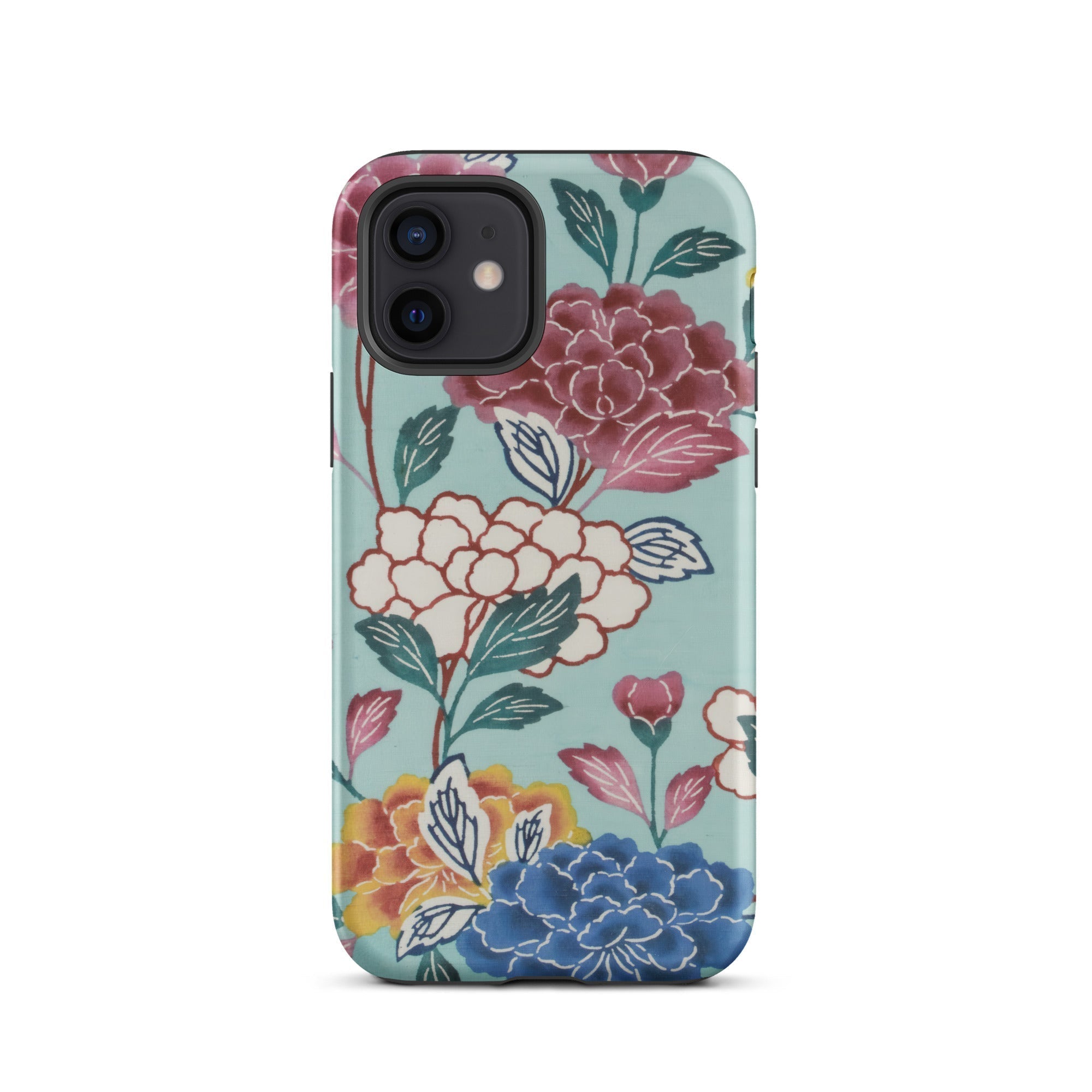Tree Peonies Bingata Panel Iphone Case, 12 / Tough Phone, Floral Patterned Phone Case