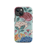Tree Peonies Bingata Panel Iphone Case, 14 / Matte, Smartphone Floral-patterned Case