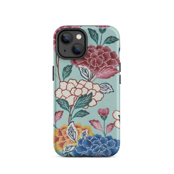 Tree Peonies Bingata Panel Iphone Case, 14 / Matte, Smartphone Floral-patterned Case