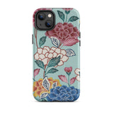 Tree Peonies Bingata Panel Iphone Case, 14 Pro / Matte, Smartphone Case Floral Pattern
