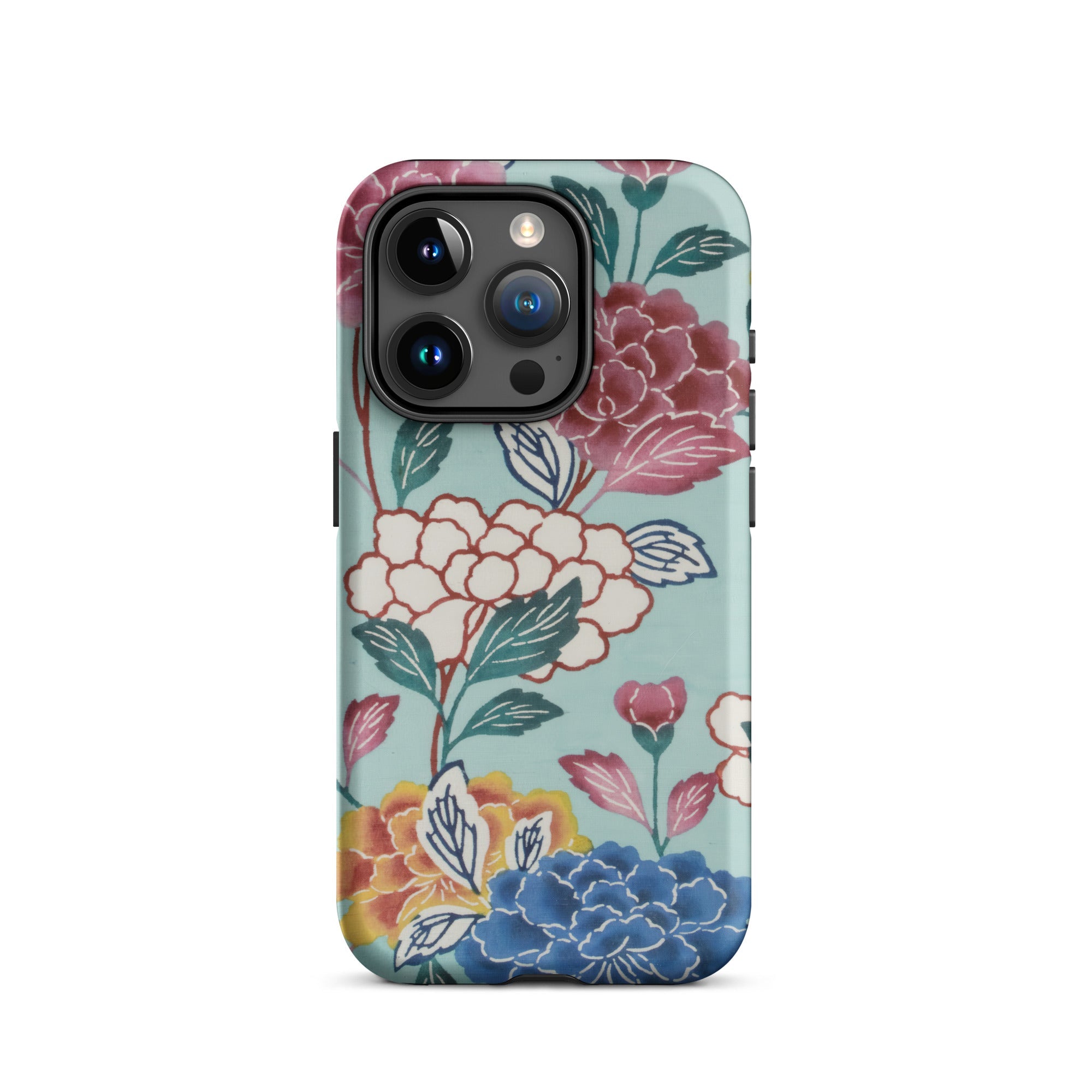 Tree Peonies Bingata Panel Iphone Case, 15 Pro / Matte