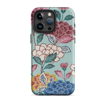 Tree Peonies Bingata Panel Iphone Case, 15 Pro Max / Matte, Floral-patterned Smartphone Case