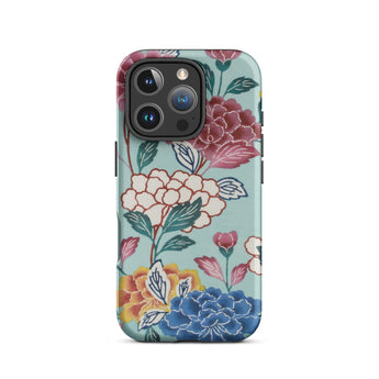 Tree Peonies Bingata Panel Iphone Case, 16 Pro / Matte, Floral-patterned Smartphone Case
