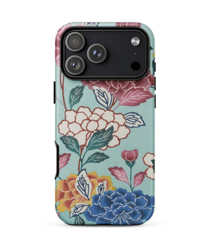 Iphone 17 Pro Max / Matte Tree Peonies Bingata Panel Phone Case, Okinawan Dye Traditions, Carmine Petals Rise