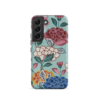 Tree Peonies Bingata Panel Phone Case Samsung Galaxy S22 / Matte Vibrant Floral Phone Case Bold Pink Cream Orange Bingata Panel Iphone,