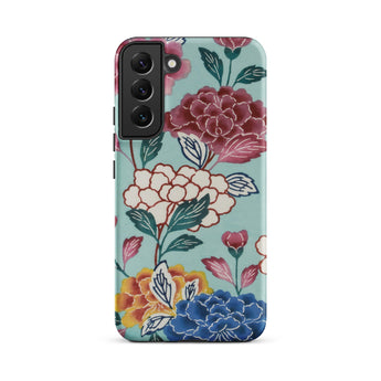 Tree Peonies Bingata Panel Phone Case Samsung Galaxy S22 Plus / Matte Vibrant Floral Phone Case Bold Red Cream Yellow Bingata Panel Iphone,