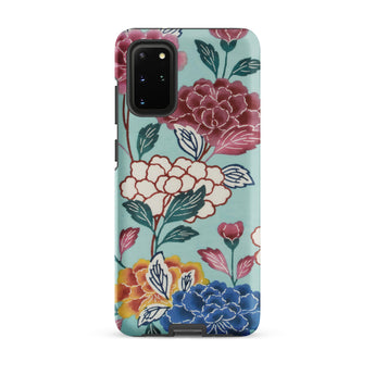Tree Peonies Bingata Panel Samsung Case, Galaxy S20 Plus / Matte, Phone Case Floral Pattern Light Blue Background