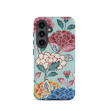 Tree Peonies Bingata Panel Samsung Case, Galaxy S24 / Matte, Smartphone Floral-patterned Case Red White Yellow Blue Flowers