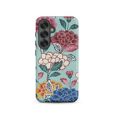 Tree Peonies Bingata Panel Samsung Case, Galaxy S25 / Matte, Floral-patterned Smartphone Case Triple Camera Cutout