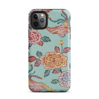Tree Peonies & Peacocks Bingata Panel Iphone Case, 11 Pro Max / Matte, Floral Bird Patterned Phone Case