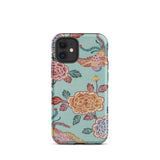 Tree Peonies & Peacocks Bingata Panel Iphone Case, 12 Mini / Matte, Light Blue Phone Case Colorful Floral Bird Pattern