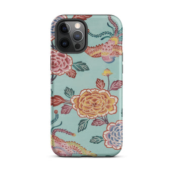 Tree Peonies & Peacocks Bingata Panel Iphone Case, 12 Pro Max / Matte, Floral Patterned Iphone Case