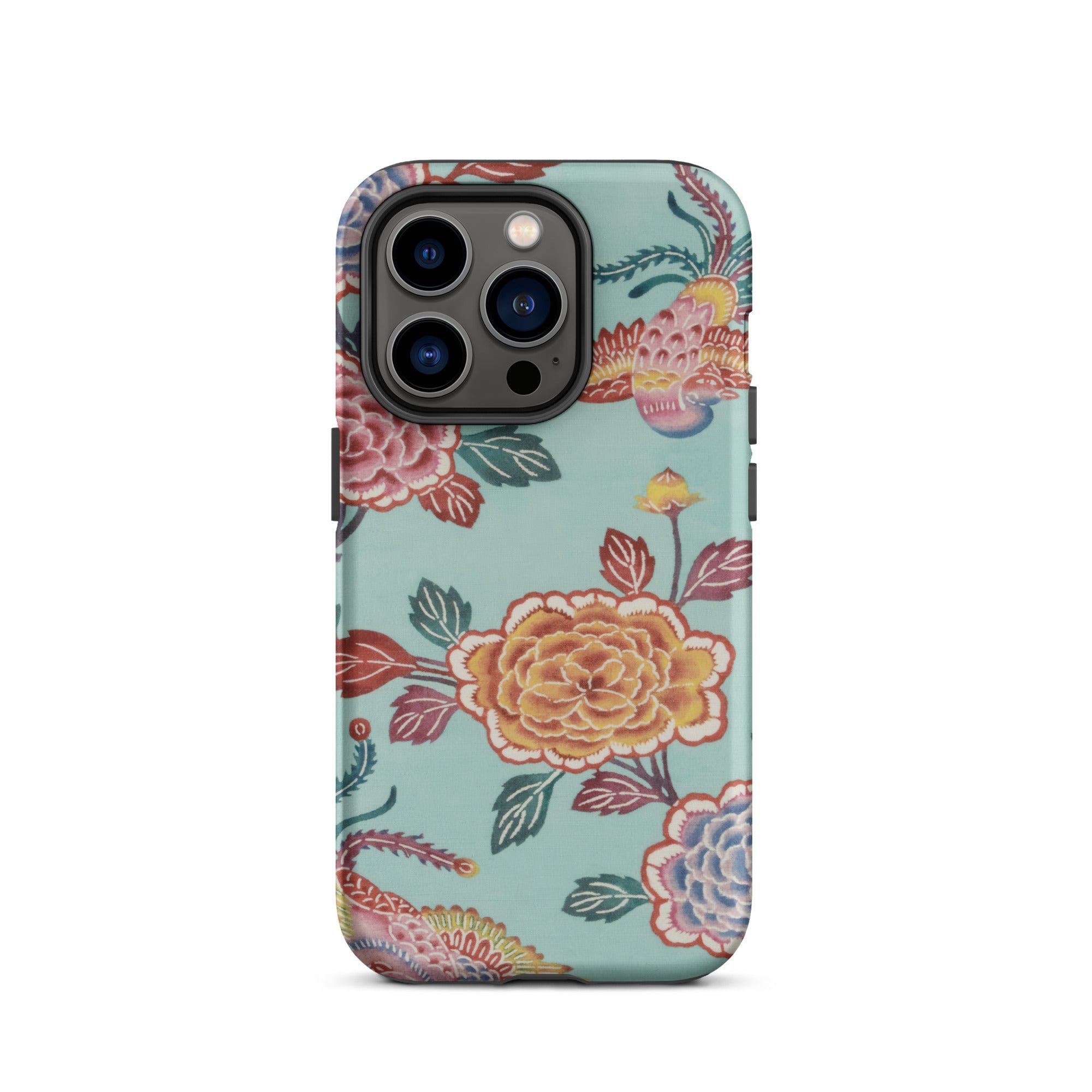 Tree Peonies & Peacocks Bingata Panel Iphone Case, 14 Pro / Matte