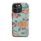 Tree Peonies & Peacocks Bingata Panel Iphone Case, 15 Pro Max / Tough Phone, Hard Shell Phone Case Floral Pattern Shades Pink