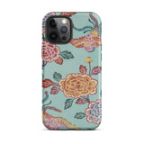 Tree Peonies & Peacocks Bingata Panel Phone Case Iphone 12 Pro Max / Matte Floral Patterned Iphone Case Hand-dyed Bingata Cloth, Peonies