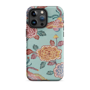 Tree Peonies & Peacocks Bingata Panel Phone Case Iphone 15 Pro Max / Matte Hard Shell Phone Case Floral Pattern Shades Pink Hand-dyed