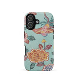 Tree Peonies & Peacocks Bingata Panel Phone Case Iphone 17 / Matte Mint Green Floral Phone Case Dual-layer Design Shockproof Hand-dyed