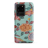 Tree Peonies & Peacocks Bingata Panel Samsung Case, Galaxy S20 Ultra / Matte, Turquoise Phone Case Vibrant Floral Pattern